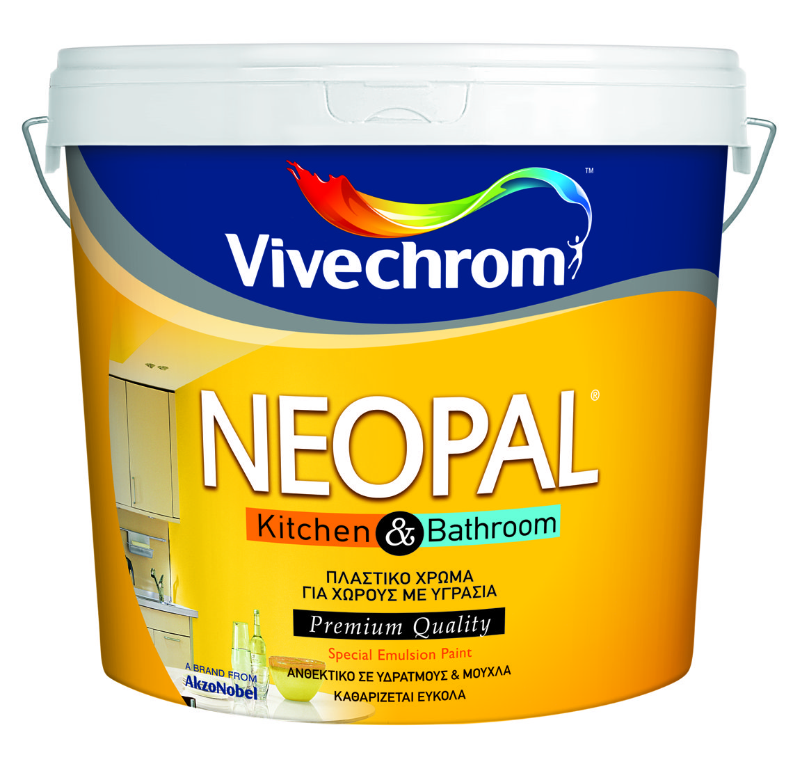 Vivechrom Neopal Kitchen & Bathroom Αντιμικροβιακό Χρώμα για Χώρους με Υγρασία Λευκό 3L